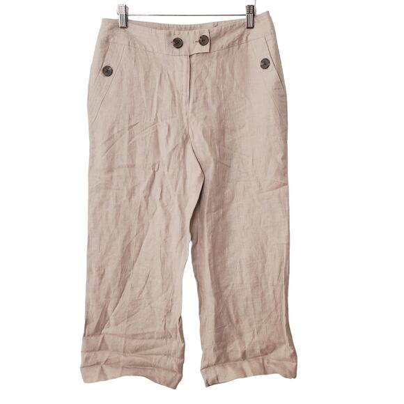 Philosophy by Republic Light Tan Linen Cropped Pants Size 4 - Picture 1 of 9